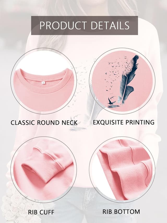 Detalle 2 de Pullover Damen Sweatshirt mit Federprint