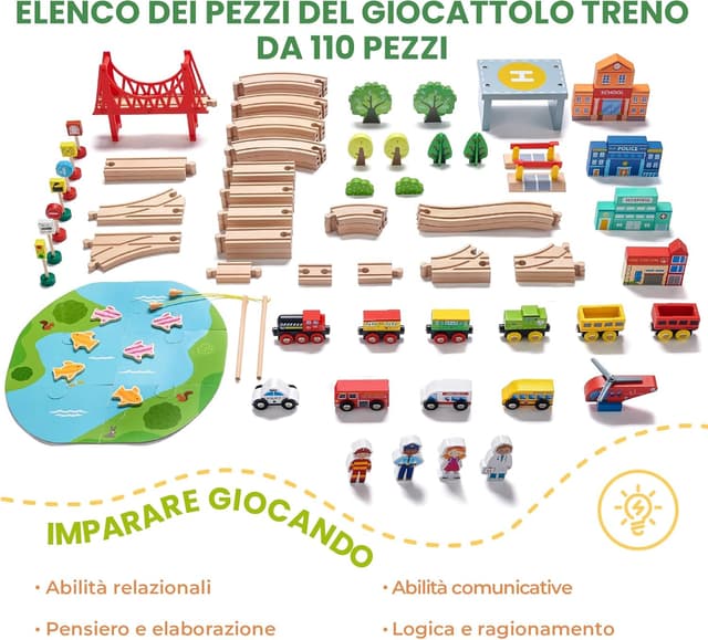 Thumbnail 2 de Tiny Land Set ferroviario 110 pezzi 🚂