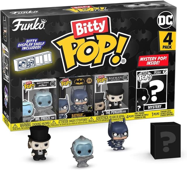 Detalle de Funko Bitty Pop! Batman 85th Freeze 4PK mystery mini figures (DC Comics) – stackable shelf included
