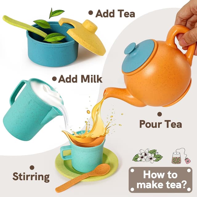 Thumbnail 1 de AOLEVA Kids Plastic Tea Set for 3–5 Years 🍽