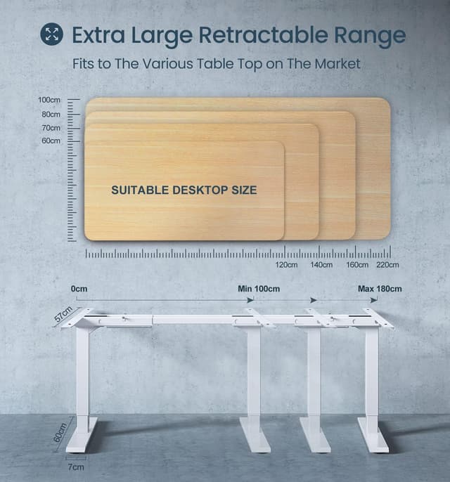 Detalle de MAIDeSITe T2 Pro dual-motor adjustable height standing desk frame (white) with memory smart panel