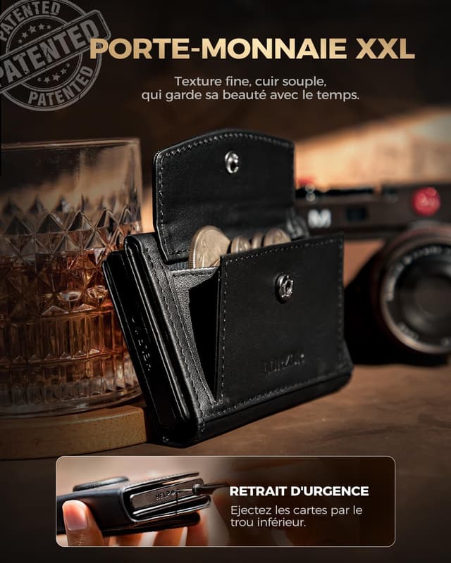 Detalle 2 de LORZOR Portefeuille Cuir XXL 10 cartes