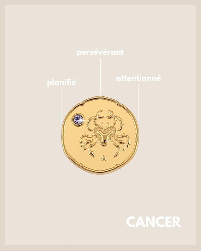 Detalle de GD GOOD.designs EST. 2015 Collier en or 18K avec pierre de naissance et pendentif zodiaque