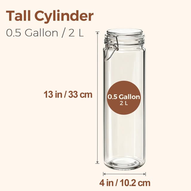 Detalle 2 de ComSaf Airtight Glass Jars 0.5 Gallon ๐ถ