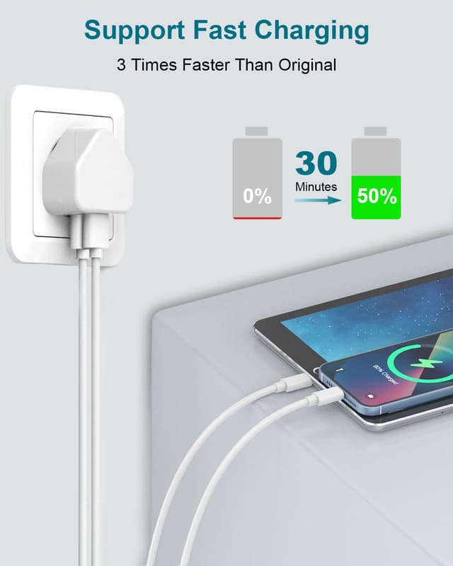 Detalle 2 de Poutek Cavo Lightning MFi certificato 1 m (2 pezzi) per iPhone e iPad