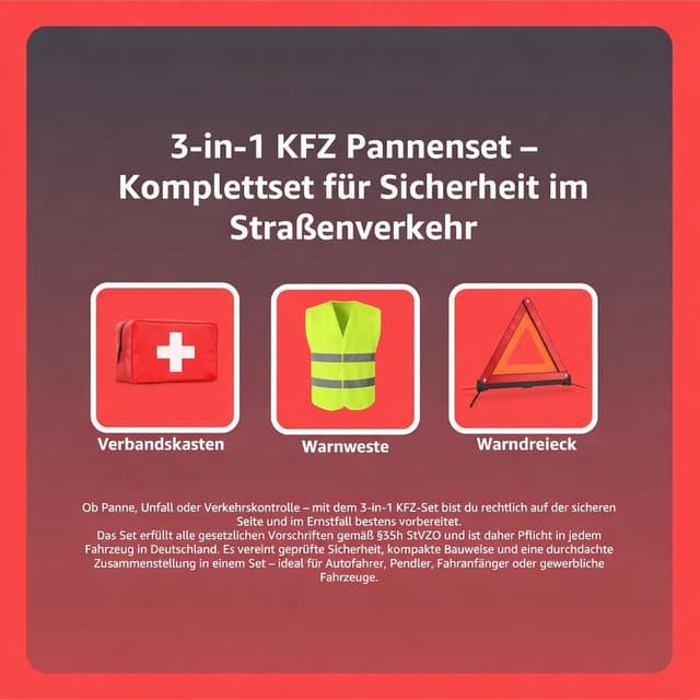 Thumbnail 1 de 3 in 1 Pannenset 2026 Auto Erste Hilfe Set