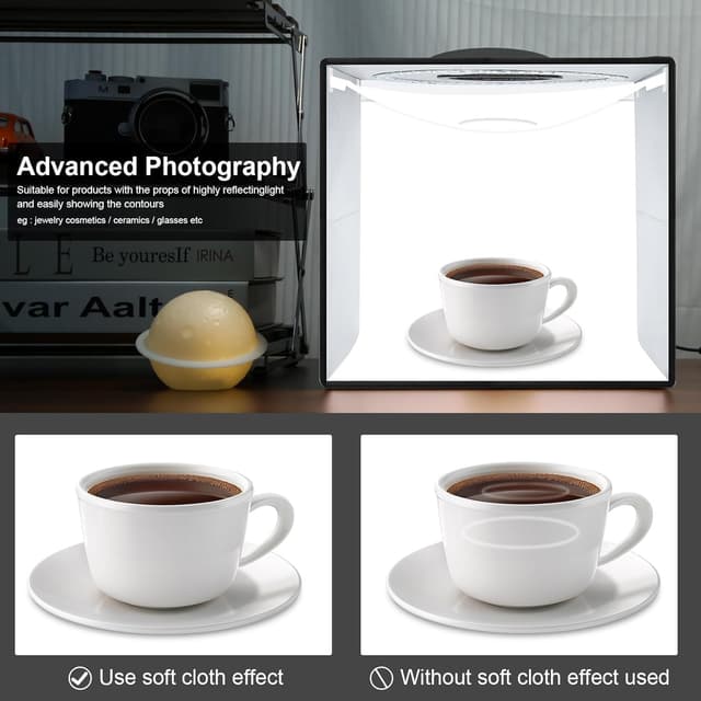 Detalle de PULUZ Mini Photo Light Box 25cm (10-inch) with 104 LED Lights and 6 Double-Sided Backdrops