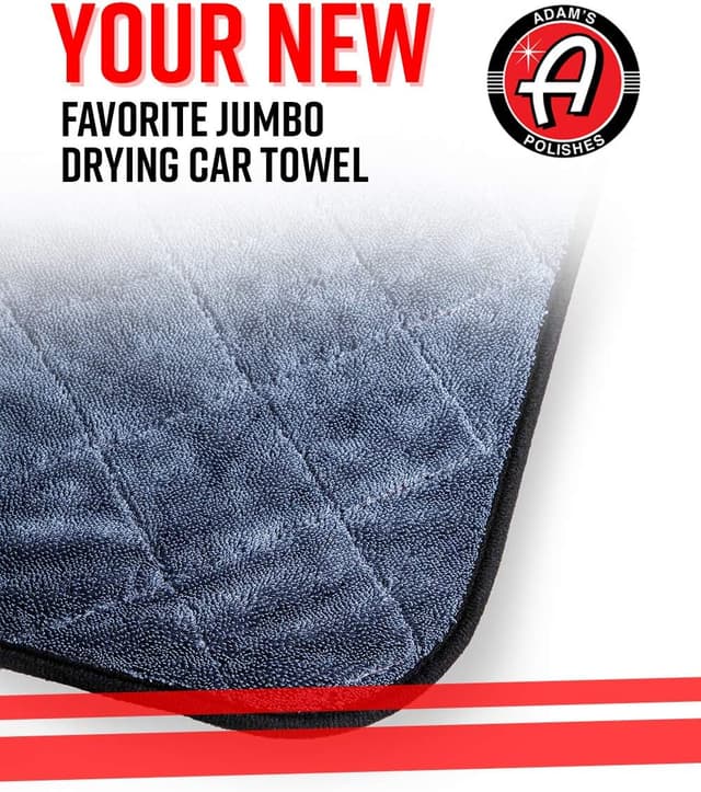 Detalle de Adam’s Polishes Jumbo Plush Drying Towel (33 x 29 in, 1500 GSM) — Absorbent Microfiber Drying Cloth, White (1 Pack)