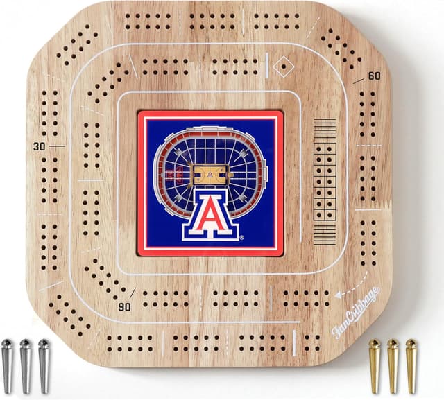 Detalle 2 de YouTheFan NCAA Licensed Fan Cribbage Wood Board Game (2-Player)
