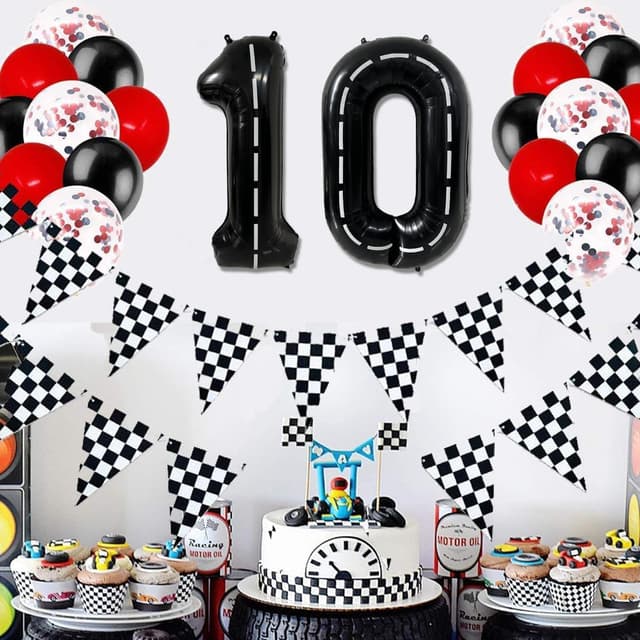 Detalle 2 de 40 inch Race Car Black Number 8 Mylar Balloon (Racetrack theme)