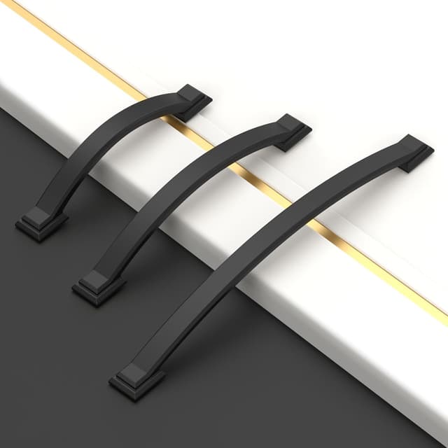 Detalle 1 de Amerdeco set da 10 maniglie nere per mobili da cucina, interasse fori 128 mm