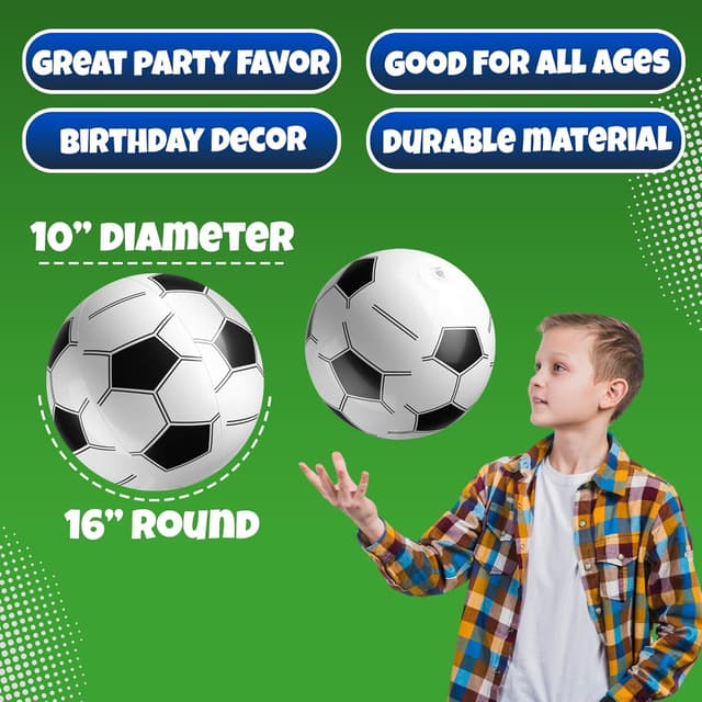 Thumbnail 6 de Bedwina Inflatable Soccer Balls (Pack of 12) 16-inch Beach Balls for Pool Toys & Party Favors