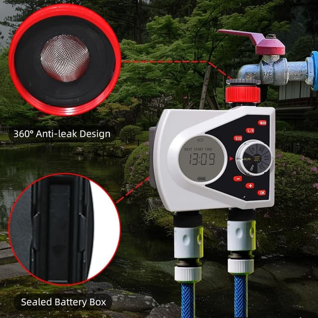Detalle 2 de Garden Hose Tap Timer with Two Outlets Irrigation Controller (watering computer)
