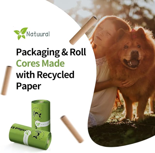 Detalle 2 de Natuural Certified Compostable Dog Poop Bags (270 bags, 18 rolls) – Cornstarch-based, unscented, leak proof