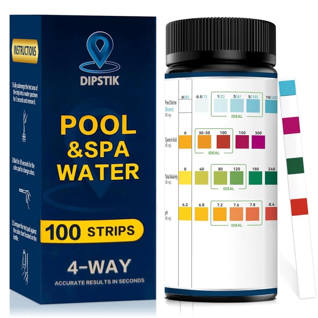 Detalle de Kit de 100 bandelettes 4 en 1 pour piscine et spa – Testeur d’eau (dureté, alcalinité, chlore libre, pH)