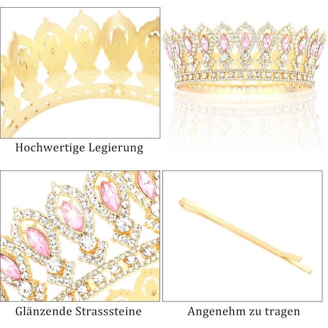Thumbnail 2 de KEUKORZ Rosa Gold Tiara Braut Tiara Diamantkranz