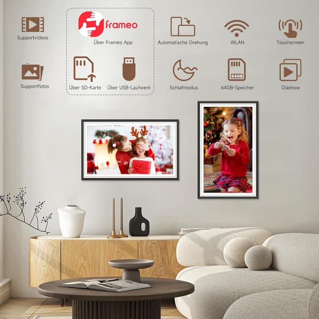Detalle 2 de FRAMEO 64 GB digitaler Bilderrahmen 15,6 Zoll