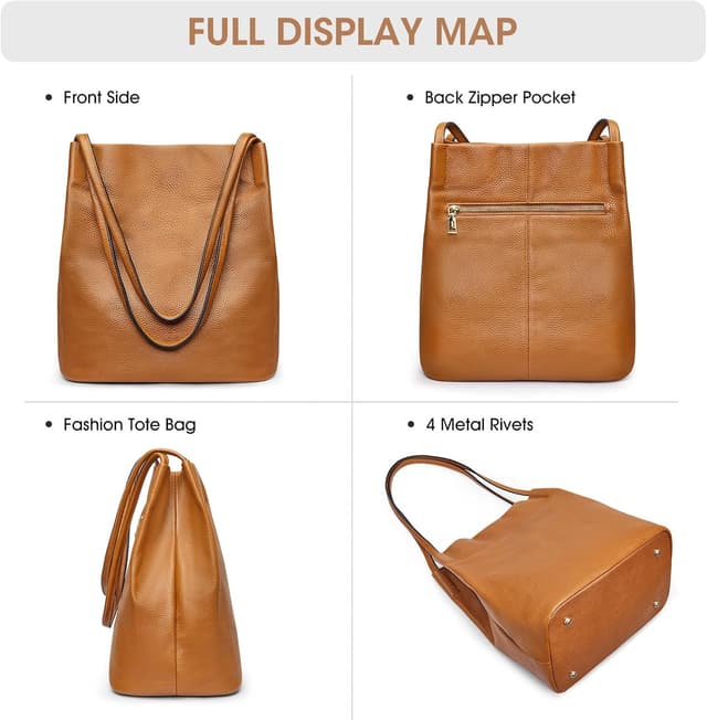 Detalle de Kattee Borsa a tracolla da donna in morbida pelle con chiusura magnetica superiore, grande