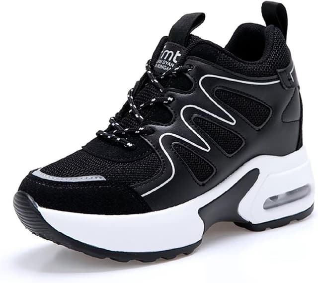 Detalle de TQGOLD Basket femme compensée à talon 8 cm en sneaker plateforme, lacets