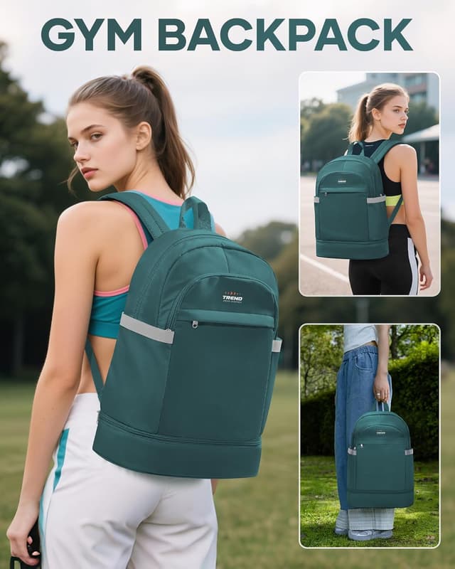 Detalle de SZLX Sportrucksack für Frauen mit Schuhfach, Nassetasche & faltbarem Reise-Design