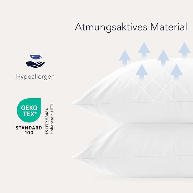Detalle de Dreamzie Kissenbezug 40 x 80 cm (Set mit 2) aus 100% Jersey-Baumwolle – weiß