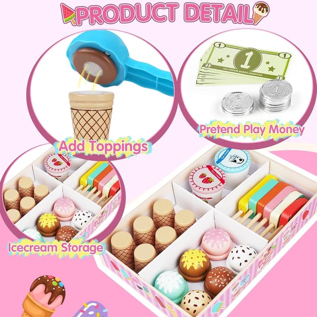 Detalle 2 de Dreamon Ice Cream Role Play Set, 46 pcs