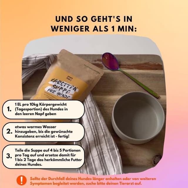Detalle de people who kaer Morosche-Karottensuppe für Hunde (2×200 g) als Pulver – bis zu 5 l