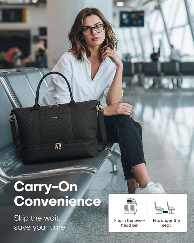 Thumbnail 6 de HOTOR Women’s Travel Bag – Lightweight Overnight Holdall with Shoe Compartment, Toiletry Pouch & Carry-on Convenience (Black)