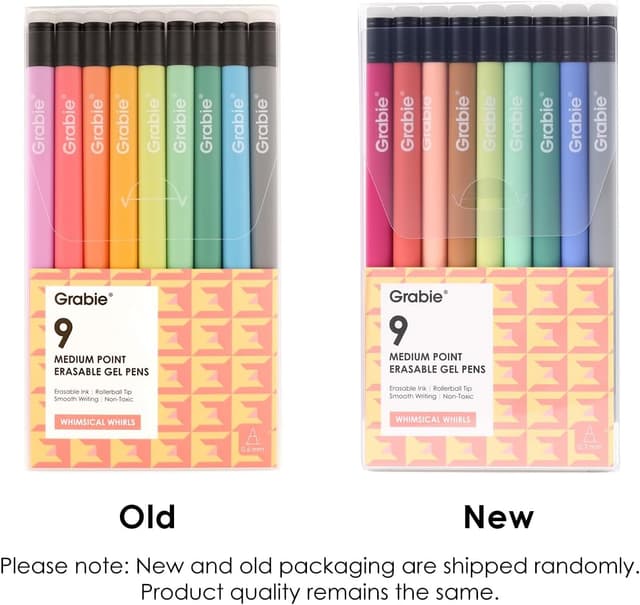 Detalle 2 de Grabie Erasable Gel Pens (9 Colours) with 0.6mm Medium Point – Smooth Writing Rollerball for Notes & Drawing