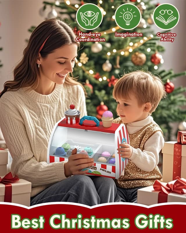 Thumbnail 6 de Lehoo Castle Eisdiele Kinder-Spielset ab 3 Jahren (Zubehör für Kaufladen & Kinderküche) – rot