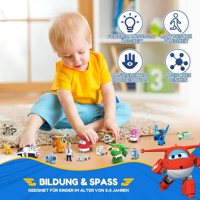 Thumbnail 6 de Super Wings Transform-a-Bots World Airport Crew – Serie 1 Sammelpackung mit 15 Figuren