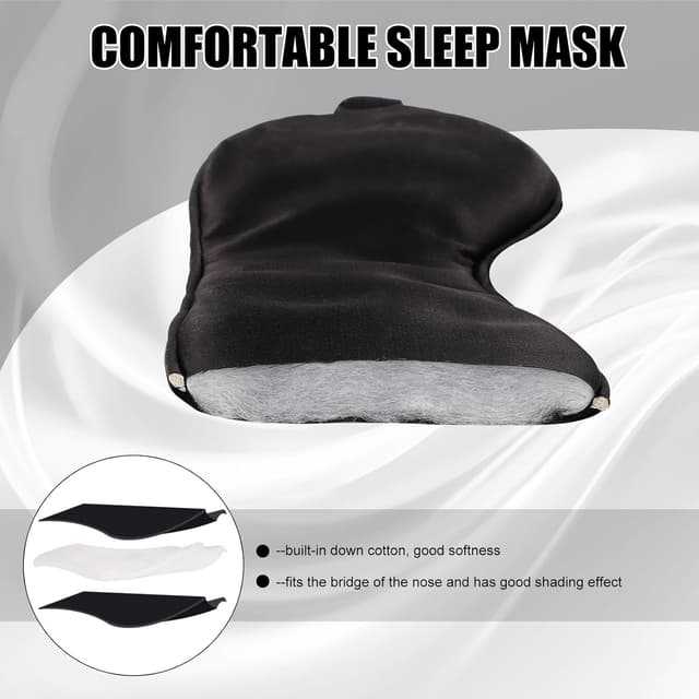 Detalle de Lanjue 2er-Set Seiden-Schlafmasken für Damen und Herren – lichtblockierend, verstellbares Gummiband