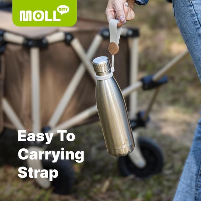 Detalle de Mollcity 17 oz Double-Walled Stainless Steel Water Bottle (Leak-Proof, Insulated, Cola Shape)