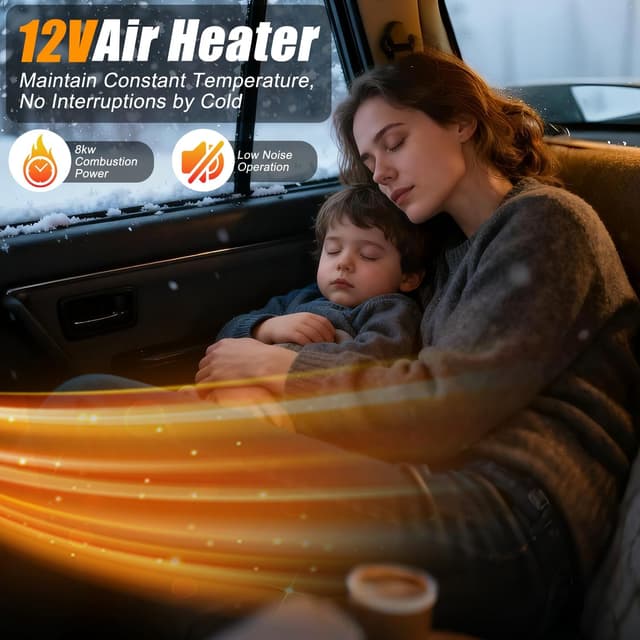 Detalle de 12V Dieselheizung Standheizung (Luftheizung) 5–8 kW mit LCD, Fernbedienung & Bluetooth-APP, 10-L-Tank