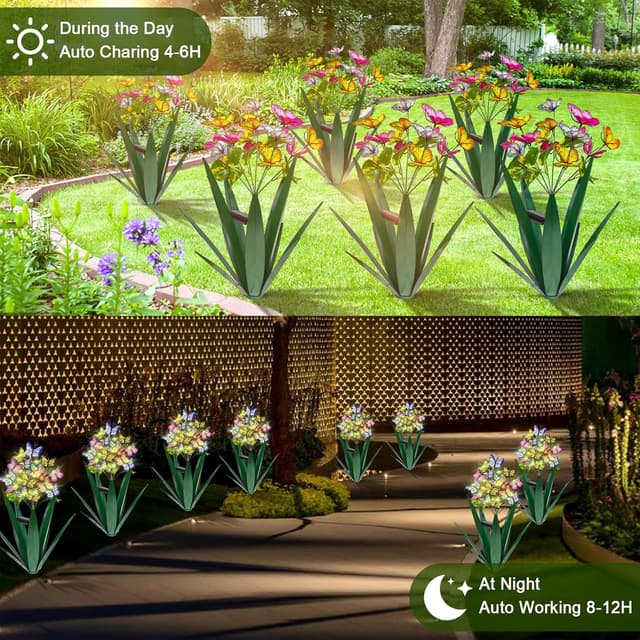 Thumbnail 3 de Homight Solar Metal Agave Butterfly Flower Stick 3-pack ๐ผ