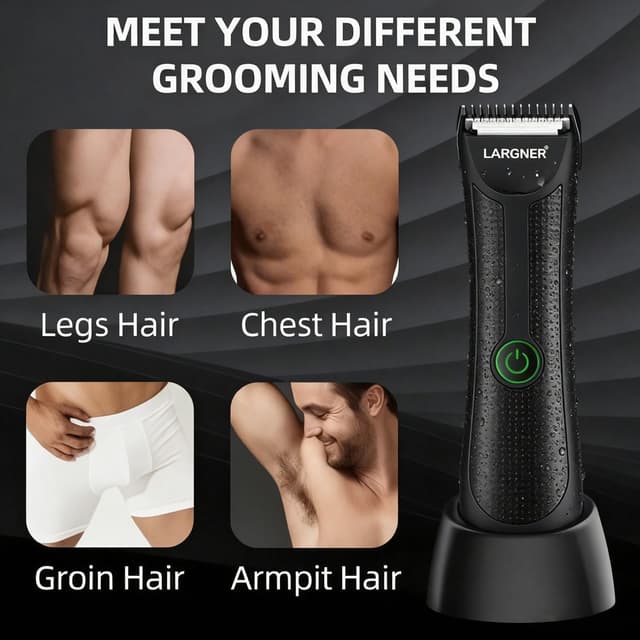 Detalle 2 de Body Hair Trimmer Men Pubic Hair Trimmer with Ceramic Blade Heads & LED Display (IPX7 Waterproof)