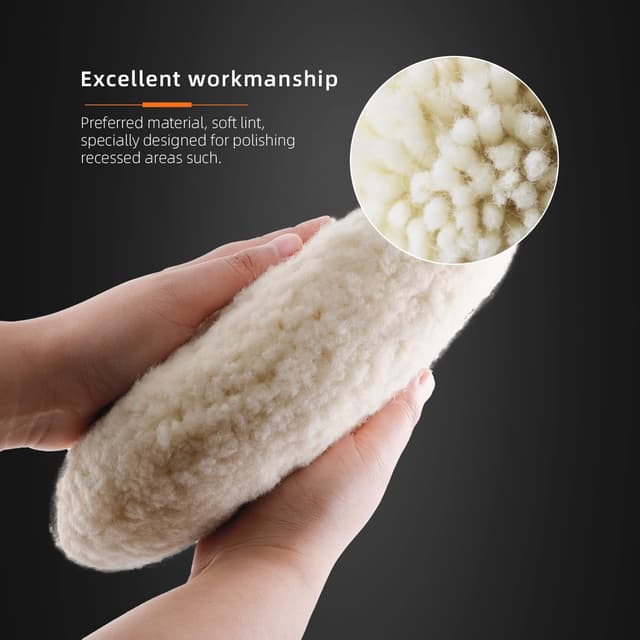 Detalle de SPTA 8" (200mm) Double-Sided 100% Natural Wool Buffing Pad with 5/8-11 Thread