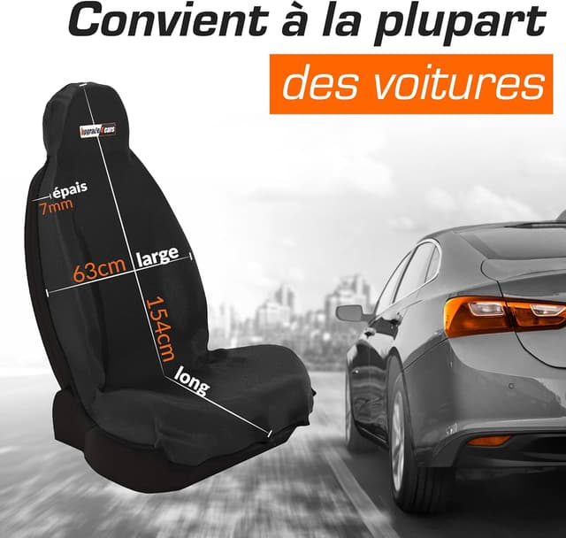 Detalle de upgrade4cars – Lot de 2 housses de siège voiture universelles imperméables, noir
