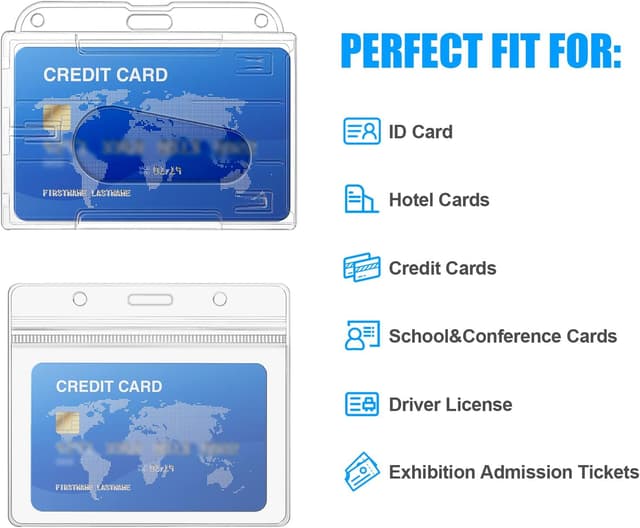 Detalle de Vicloon Porta Badge Retrattile 4 pezzi con cordino: porta ID da collo impermeabile e rigido trasparente
