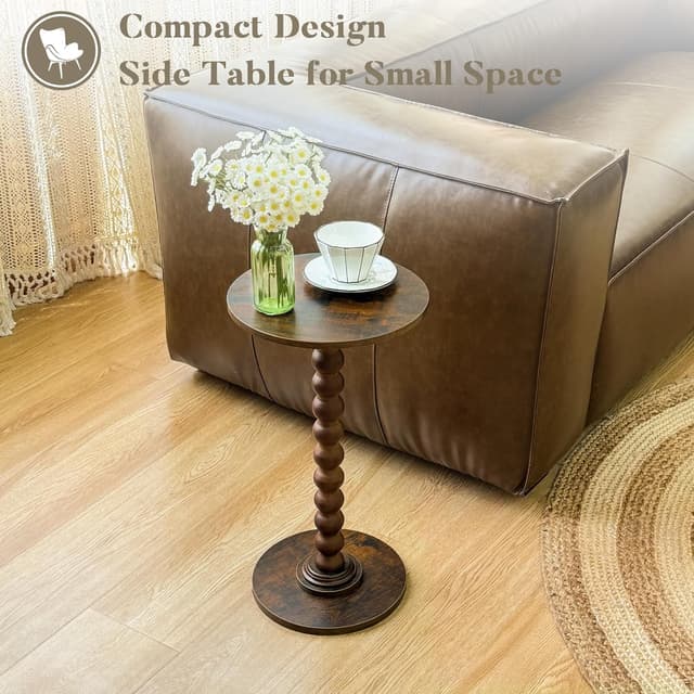 Thumbnail 4 de Fultyle Round Side Table Rustic Brown