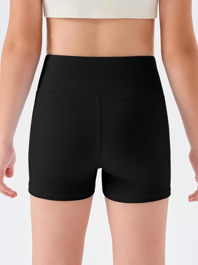 Detalle de Haloumoning Girls High-Waisted Athletic Shorts (Kids 5–14Y) for Yoga, Dance & Gymnastics