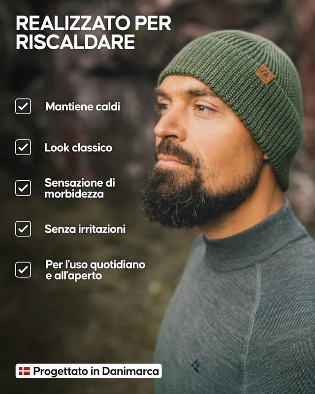 Thumbnail 2 de DANISH ENDURANCE Cappello in lana merino beanie termico