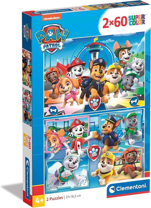 Detalle de Clementoni 21617 Supercolor Paw Patrol: Kinderpuzzle-Set mit 2×60 Teilen ab 4 Jahren