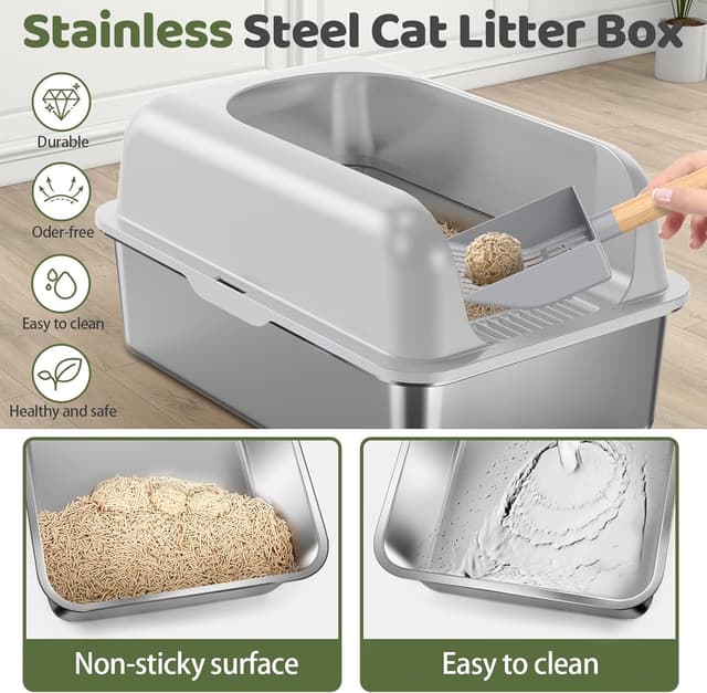 Thumbnail 3 de Gimars XXL Bac à Litière en INOX 37L