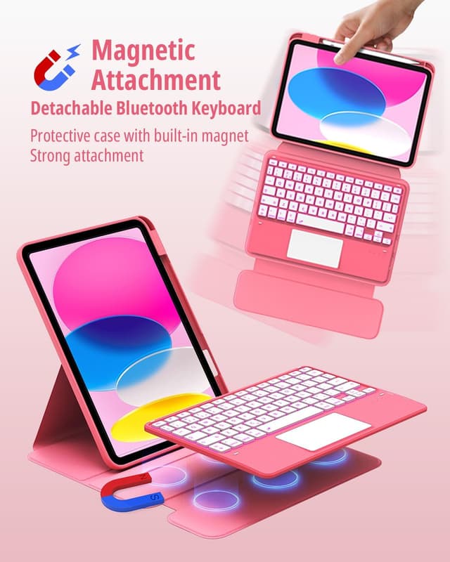 Detalle de CACOE 360 Rotating Keyboard Case for iPad (A16) 11th/10th Generation with Touchpad