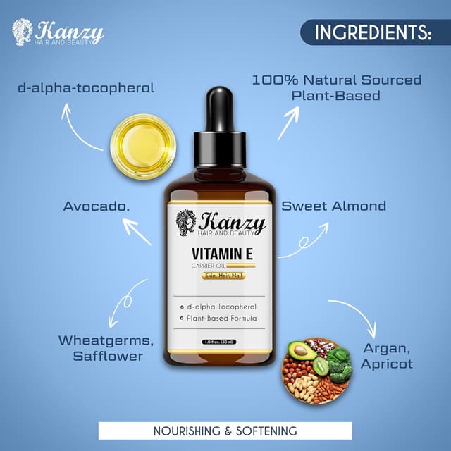 Detalle de Kanzy Olio di Vitamina E 30 ml per viso e capelli