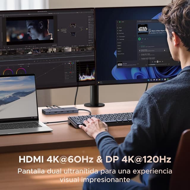 Detalle de UGREEN Revodok Pro 2111 Hub USB-C con HDMI, Ethernet y carga ⚡