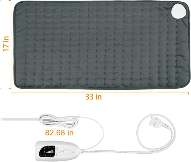Detalle de Electric Heating Pad with Auto Switch-Off, 6 Heat Levels (Dark Grey, 17"x 33")