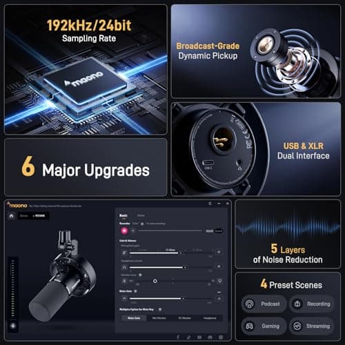 Detalle de MAONO PD300X Micrófono para Podcast y Estudio 🎙