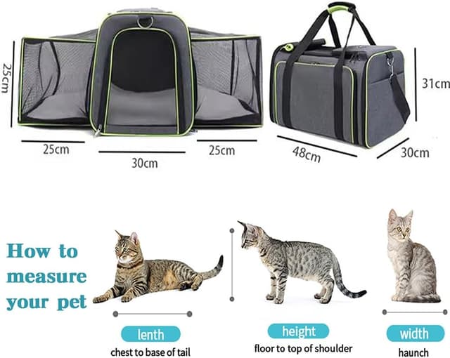 Detalle 2 de Transporttasche für Katzen Hunde erweiterbar 48 x 30 x 31 cm